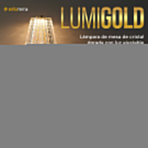 LumiGold – Lámpara de mesa de cristal dorado con luz ajustable
